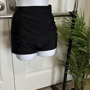 Black High Waist Women's Swim Shorts